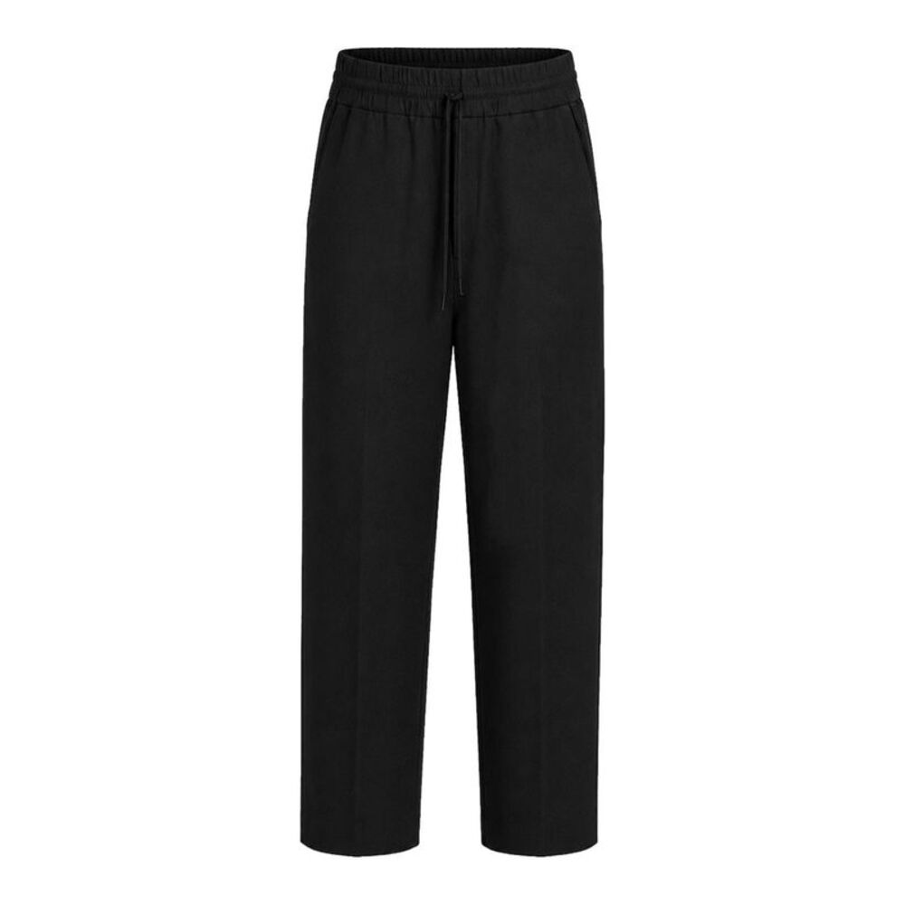 Ami Paris Men Black Wool Trousers With An Elasticated Waist
